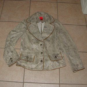 V Cristina Snake Print Blazer with Brown Trim